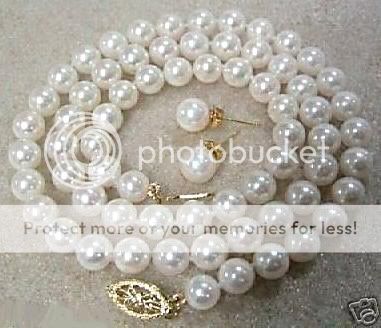 7-8MM White Akoya Cultured Pearl Necklace Earring Set
